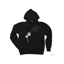 Seed Blowing İn Wind Siyah Fermuarlı Kapşonlu Sweatshirt