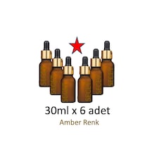 Damlalık, 6 Adet 30ml Damlalıklı Cam Amber Renk Şişe, Metal Gold
