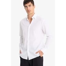 Defacto Modern Fit Polo Yaka Krinkıl Uzun Kollu Gömlek F1767ax25auwt34 Beyaz