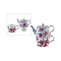Lamedore Tea Delight Tek Kişilik Demlikli Fincan Seti Kırmızı