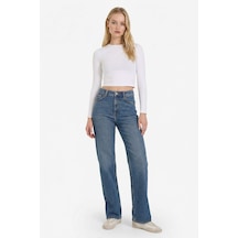 Defacto 90s Wide Leg Yüksek Bel Düz Paça Uzun Jean Yıkamalı Pantolon F9581ax26spnm28 Mavi-nm28