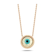 Brezza Lusso Jewelry Sedef Taşlı Göz Bayan Gümüş Kolye