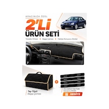 Mercedes W203 C-class 2000-2007 Uyumlu Torpido Örtüsü + Tay Tüyü Bagaj Çantası Seti - Siyah Bej