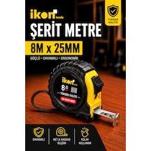 Şerit Metre 8m X 25mm Profesyonel Ölçü Metresi Dayanıklı Gövde Kilitli Mekanizma Hassas Ölçüm 8 M
