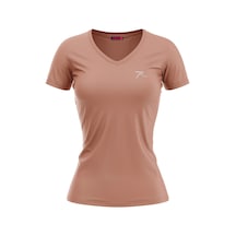 Kadın %100 Pamuk T-shirt Mulıer Pudra Pudra