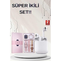 3 Kordonlu Dokunmatik Ekran Akıllı Saat Ve 2.nesil Kablosuz Bluetooth Kulaklık Anc/enc 3 Kordon