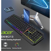 Acer Okw213 Siyah Rgb Rainbow Backlit Gaming Keyboard Rainbow Kablo Uzunluğu 1,5mt