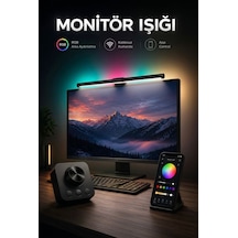 Monitör Lambası Rgb Kumandalı Wifi Kontrollü Parlaklık Renk Ayarlı Masa Pc Ekran Işığı