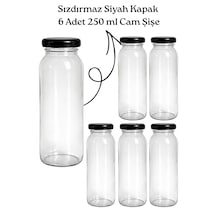Cam Şişe 250 Ml 6 Lı Kapaklı Meyve Suyu, Smoothie, Limonata, Detoks, Mini Kavanoz