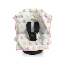 %100 Pamuk Müslin Puset & Oto Koltuk Örtüsü - Rainbow Lapin Pink Pokort-rlp-000std