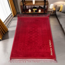 İsminizi Seccadeye Yazıyoruz Soft Yumuşak Kadife Peluş Seccade Bordo 80 X 120 Cm - 1100 Gr Çok Renkli