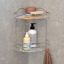 Teknotel Iki Katlı Banyo Köşe Rafı Kancalı Krom Lm008H Çok Renkli