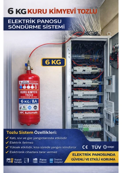 6 Kg Abc Tozlu Otomatik Elektrik Panosu Söndürme Sistemi