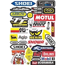 Araba, Motosiklet, Bisiklet, Kask Sponsor Sticker Seti, Çıkartma Etiketi A8047 Model Siyah