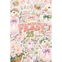 Sevimli Ördek Sticker Seti - 25 Adet Kaz Etiket Çıkartma Diğer