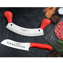 Lazbisa Mutfak Bıçak Seti Şef Bıçağı Eğri Santaku 2k Satır Zırh