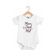 Babylimon Pamuklu Bebek Body - Mom & Dad & Me- Bebek Zıbın Badi - Yazılı Zıbın Beyaz - 936528604 Beyaz