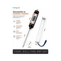 Dijital Gıda Termometresi Paslanmaz Çelik Prob Lcd Ekranlı Mutfak Et Fırın Bbq Sıvı Sıcaklık Ölçer -50 C / +300 C