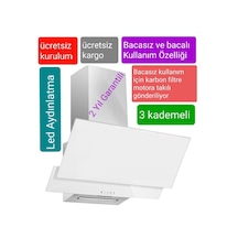 Bacasız ve Bacalı Kullanım Beyazcam Davlumbaz Karbon Filtre Dahil