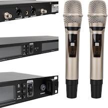 Magıcvoıce Mv-21633 2 El Tipi Mikrofonlu 100+100 Kanal Antenli Uhf-pll Kablosuz Telsiz Mikrofon