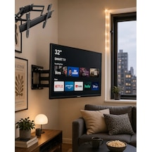 Hubrendy Tekno Hareketli Tv Duvar Askısı 32 55 İnç Döner Eğimli Televizyon Aparatı