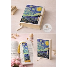 Kitap Kılıfı Ve Metal Kitap Ayracı Seti Van Gogh Yıldızlı Geceler