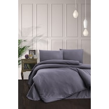 Mulberry Çift Kişilik Nevresim  Takımı Pamuk Saten Çizgili %100 Pamuk 200x220 Antrasit Koyu Gri