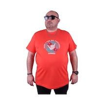 Starbattal Büyük Beden Erkek Sıfır Yaka Tişört Summer 23119 Nar Çiçeği-Nar Çiçeği Çok Renkli
