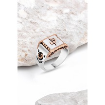 Beyaz Onix Taş Üzeri Elif-Vav Gümüş Erkek Yüzük -4981