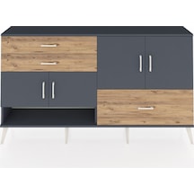Arges Konsol 3 Raflı 3 Çekmeceli 4 Kapaklı 176x30x99 Antrasit-ant Antrasit-antrasit/çam