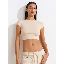 Dilvin 30528 Pamuk Ve Modal Karışımlı Crop Top-taş Taş