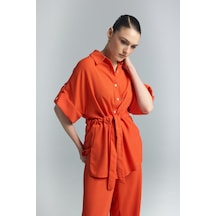 Beli Bağlamalı Kimono Gömlek - Oranj-137292