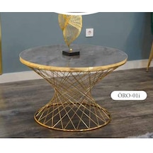 Mim Füme - Gold Örgülü Orta Sehpa Gold Füme