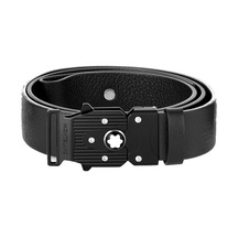 Montblanc M Lock 4810 Tokalı Grenli Siyah 35 Mm Deri Kemer 131167