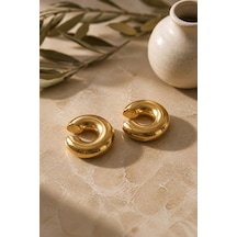 Kadın Gold Renk Paslanmaz Çelik Dolgun Earcuff Küpe