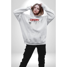 30 Ağustos Zafer Bayramı Atatürk İmzası Kadın Erkek Beyaz Kapüşonlu Sweatshirt Hoodie Beyaz