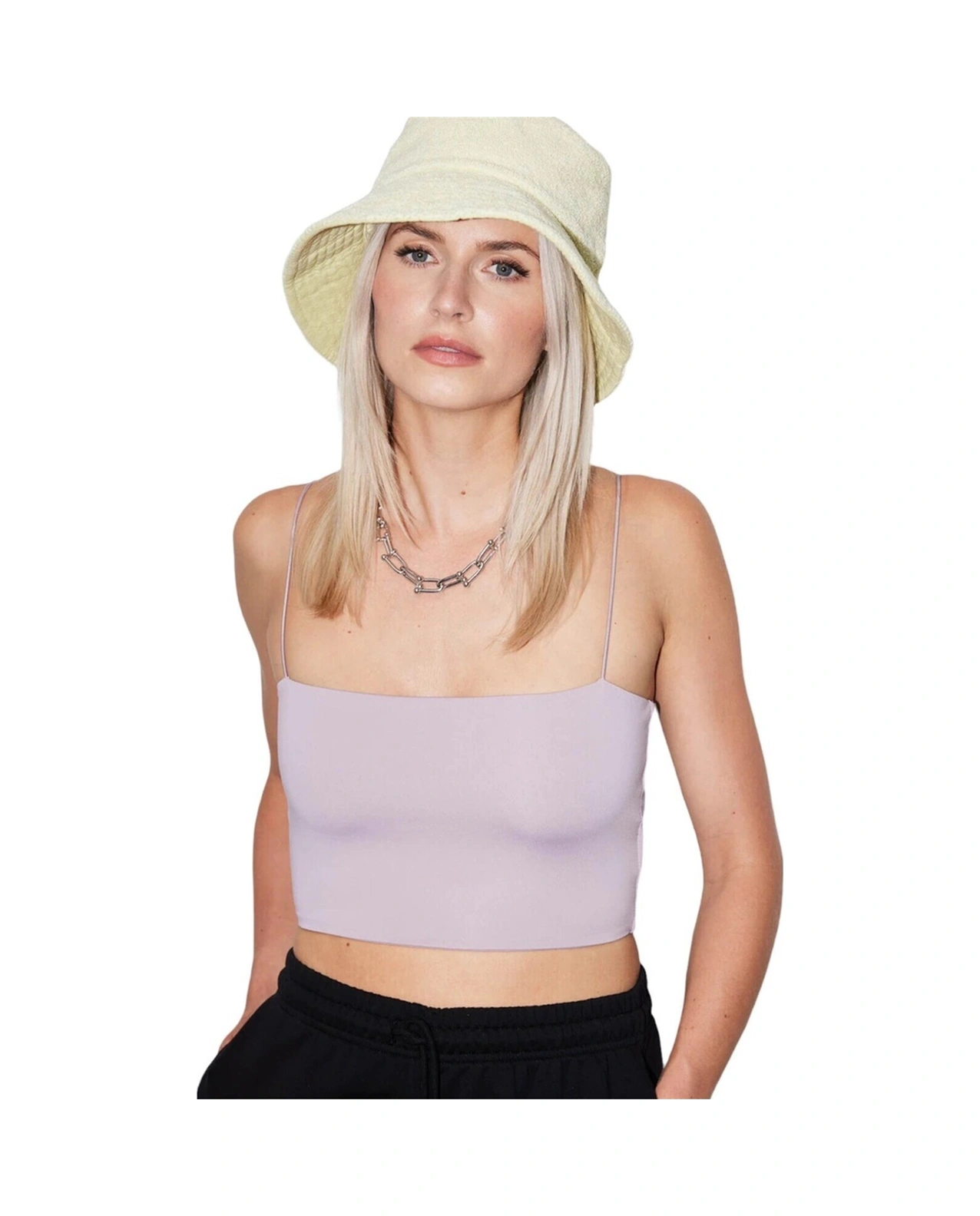 Mamayaga Kadın Askılı Şık Croptop Bluz Lila