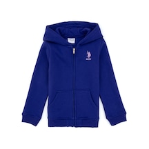 U.S. Polo Assn. Kız Çocuk Mor Kapüşonlu Fermuarlı Şardonlu Basic Sweatshirt 50316809-VR038