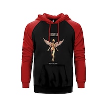 Nirvana In Utero Kırmızı Renk Reglan Kol Kapşonlu Sweatshirt Kırmızı