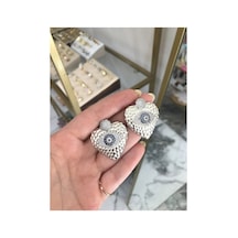 Nazarlı Kalp Model Küpe Gümüş