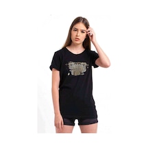 Led Zeppelin Baskılı Siyah Kadın Tshirt (534299206)