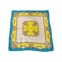 Tikitonki Çiçek Desenli Çok Renkli Kare Kesim Eşarp - 90x90cm Çok Renkli Çok Renkli