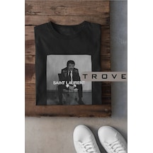 Adrift Mavi Unısex Kadın Erkek Müslüm Gürses Tasarım Katalog %100 Pamuk Baskılı Siyah Beyaz T-shirt Siyah