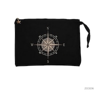 Zepplin Giyim Pusula Siyah Clutch Astarlı Cüzdan / El Çantası Siyah