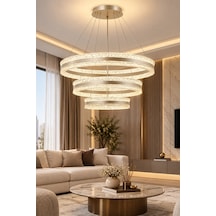 Modern Premium Ledli Sarkıt Avize Gold 3 Renk Işık Ayarlanabilir Lüks Salon Avizesi 448w Beyaz