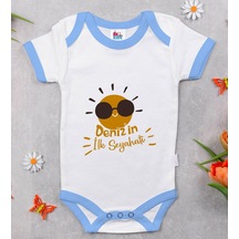 Bitmeyenkartus Bk Kids Kişiye Özel Mavi Bebek Body Zıbın - Model 146 Çok Renkli