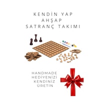 Sf01 Kendin Yap Ahşap Satranç Takımı Dıy Ahşap Satranç 27x27 Cm Boya Ve Yapıştırıcı Hediyeli