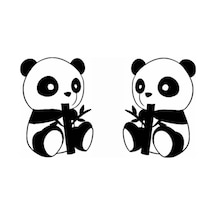 Panda Oto Motor Laptop Duvar Folyo Sticker 15x7 Cm Lcst Lcst