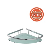 Çelik Banyo Paslanmaz Pirinç Karmina Tekli 18x18 Cm Camlı Şampuanlık Süngerlik Köşelik Krom