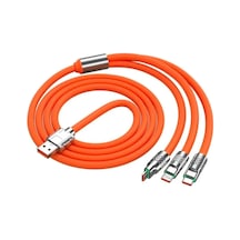 3 İn 1 Type-c + Micro Usb + Lightning Hızlı Şarj Kablosu Silikon Kablo 1 Metre Opp Ambalaj 5496